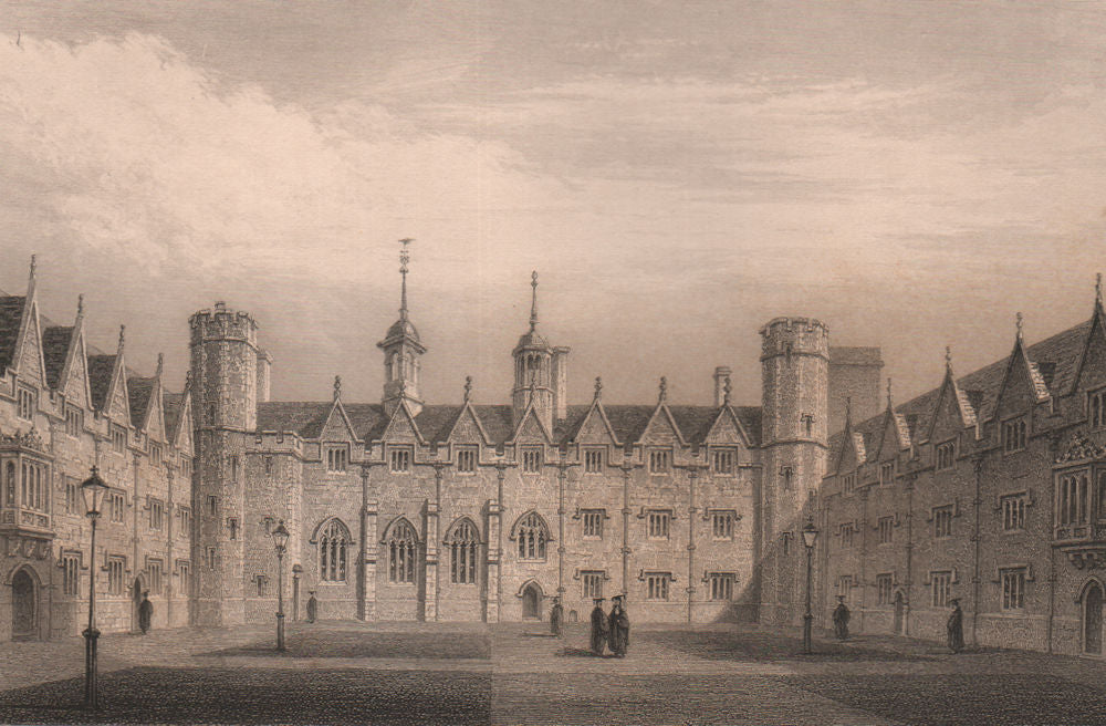 The Second Court, ST. JOHN'S COLLEGE, Cambridge. LE KEUX 1841 old print